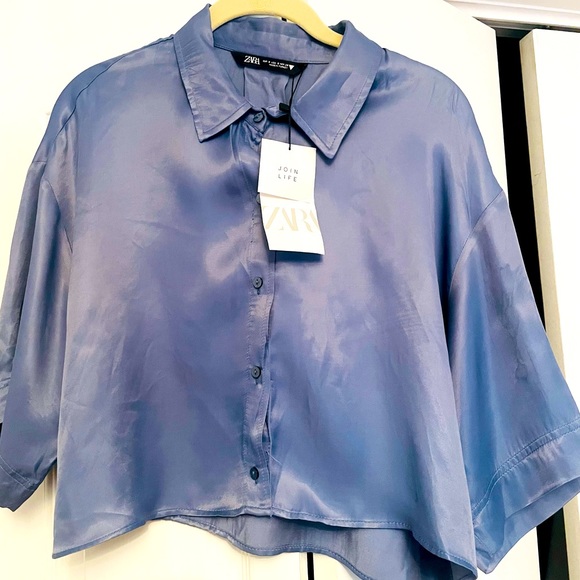 Zara silk crop shirt - Picture 1 of 2